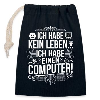 Kein Leben, Nur Computer - Verschließbarer Geschenkbeutel aus Baumwolle (14x20cm) - Navy - Vorne