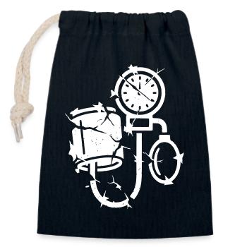 Blood Pressure Monitor Grunge Medicine Vector - Closable cotton gift bag (14x20cm) - navy - Front