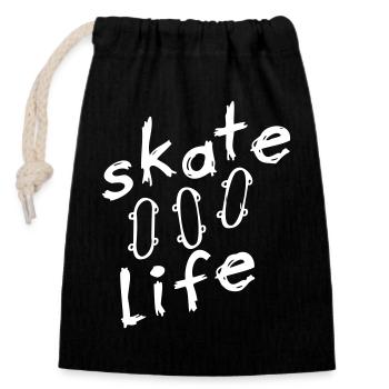 Skate - Closable cotton gift bag (14x20cm) - black - Front