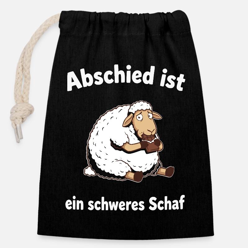 Lustiges Schaf, Abschied ist schweres Schaf - Verschließbarer Geschenkbeutel aus Baumwolle (14x20cm) - Schwarz