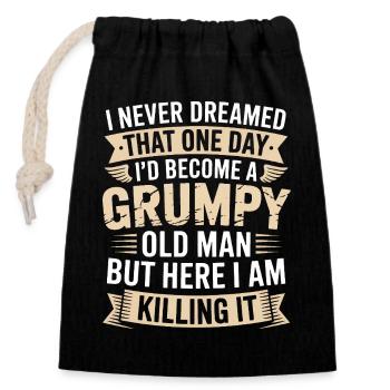 Grumpy Old Man Killing It - Closable cotton gift bag (14x20cm) - black - Front