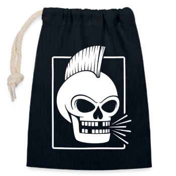Punkrock-Schädel mit Irokesenschnitt - Verschließbarer Geschenkbeutel aus Baumwolle (14x20cm) - Navy - Vorne