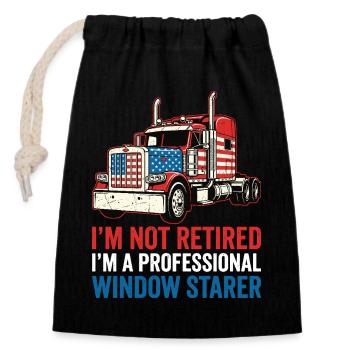 Chauffeur routier à la retraite de camion semi-remorque aux États-Unis - Sac cadeau en coton avec cordon (14 x 20 cm) - noir - Devant