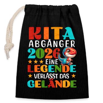 KITA ABGÄNGER 2026 LEGENDE VERLÄSST DAS GELÄNDE - Verschließbarer Geschenkbeutel aus Baumwolle (14x20cm) - Schwarz - Vorne