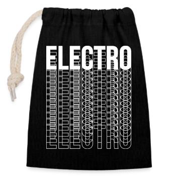 Electro music typography design logo - Closable cotton gift bag (14x20cm) - black - Front