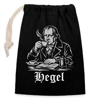 Le philosophe Hegel boit du café - Sac cadeau en coton avec cordon (14 x 20 cm) - noir - Devant