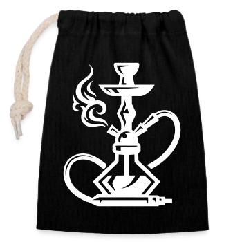 Shisha Hookah - Verschließbarer Geschenkbeutel aus Baumwolle (14x20cm) - Schwarz - Vorne