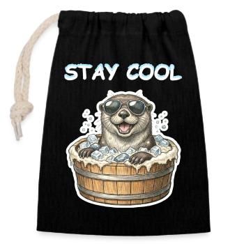 Stay Cool Eisbaden Otter - Closable cotton gift bag (14x20cm) - black - Front