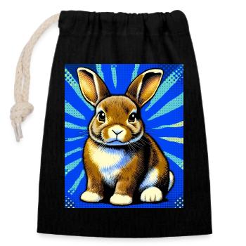 rabbit - Closable cotton gift bag (14x20cm) - black - Front
