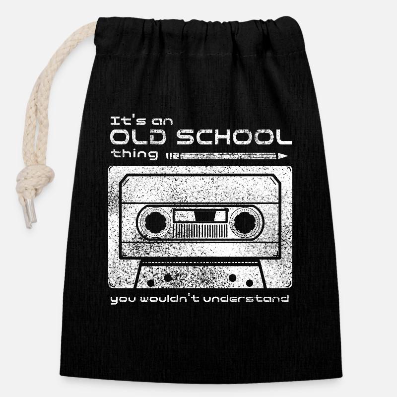 Old School Tape Trick - Closable cotton gift bag (14x20cm) - black