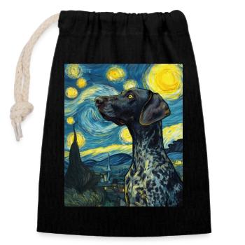 Allemand à poil court - Sac cadeau en coton avec cordon (14 x 20 cm) - noir - Devant