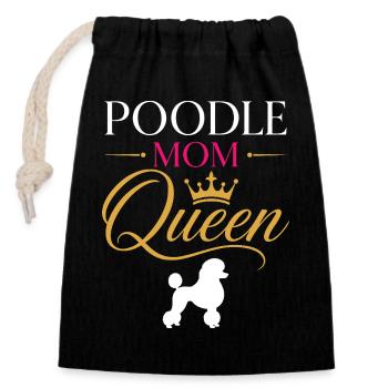 Scénario de la Reine Couronne de la Maman Caniche - Sac cadeau en coton avec cordon (14 x 20 cm) - noir - Devant