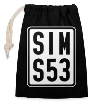 Simson S53 Moped License Plate - Closable cotton gift bag (14x20cm) - black - Front
