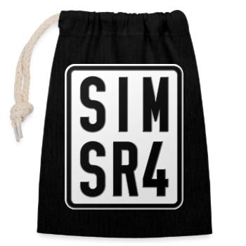 Simson SR4 Moped License Plate - Closable cotton gift bag (14x20cm) - black - Front