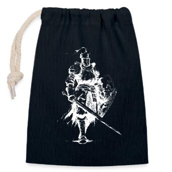 Mittelalterliche Ritter-Silhouette mit Lanze - Verschließbarer Geschenkbeutel aus Baumwolle (14x20cm) - Navy - Vorne