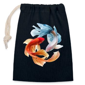 Koi-Farbkreis: Goldfisch-Paar - Verschließbarer Geschenkbeutel aus Baumwolle (14x20cm) - Navy - Vorne