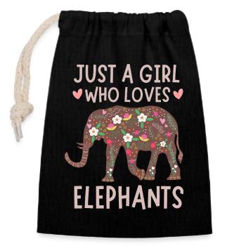 Juste une fille qui adore les éléphants et la faune mignonne - Sac cadeau en coton avec cordon (14 x 20 cm) - noir - Devant