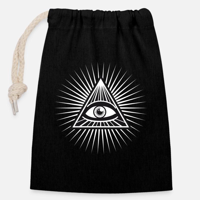 illuminati seeing eye enlightened fun cool love - Closable cotton gift bag (14x20cm) - black