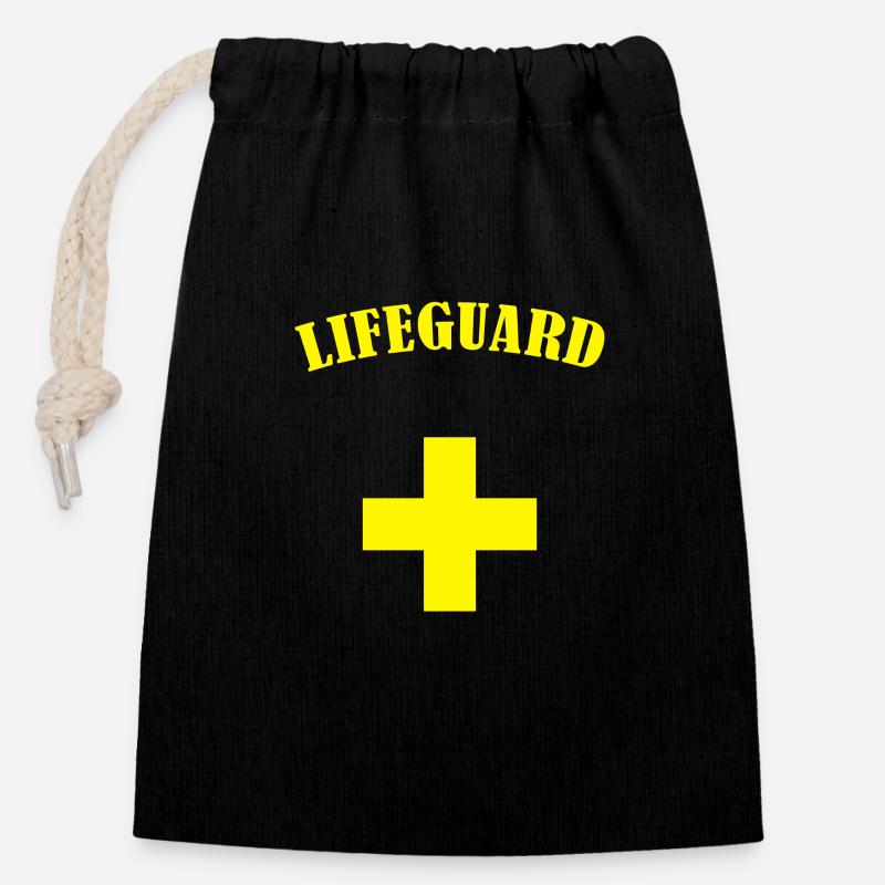 Lifeguard - Verschließbarer Geschenkbeutel aus Baumwolle (14x20cm) - Schwarz