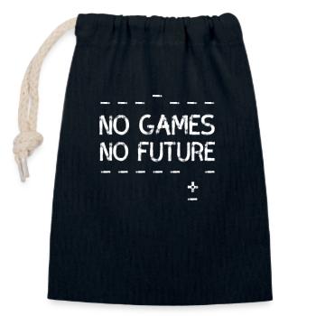 no games no future pixel nerd geek ordinateur pc lol - Sac cadeau en coton avec cordon (14 x 20 cm) - bleu marine - Devant