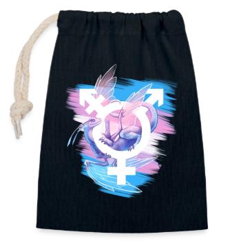 Transgender-Stolz-Drache - Verschließbarer Geschenkbeutel aus Baumwolle (14x20cm) - Navy - Vorne