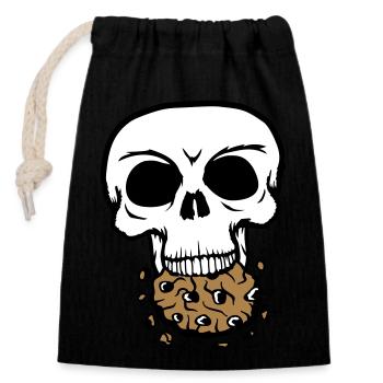 skull dead death die head bones skeleton dead - Closable cotton gift bag (14x20cm) - black - Front