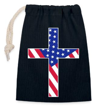 usa america flag stars stripes united staa - Closable cotton gift bag (14x20cm) - navy - Front