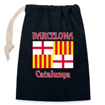 Barcelona flag in red white and yellow - Closable cotton gift bag (14x20cm) - navy - Front