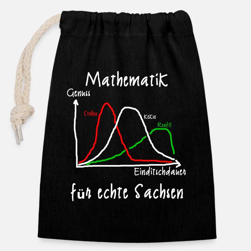 Ditschn - Mathematik für echte Sachsen - Verschließbarer Geschenkbeutel aus Baumwolle (14x20cm) - Schwarz