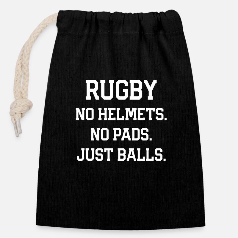 Rugby - Verschließbarer Geschenkbeutel aus Baumwolle (14x20cm) - Schwarz