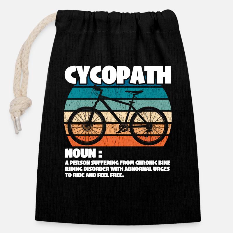 Mountain Biking Cycopath Noun - Closable cotton gift bag (14x20cm) - black