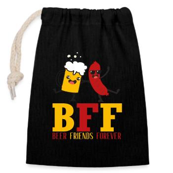 Beer Friends Forever - Closable cotton gift bag (14x20cm) - black - Front