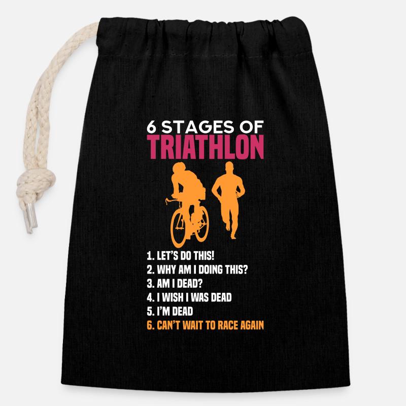 Triathlon - Sac cadeau en coton avec cordon (14 x 20 cm) - noir