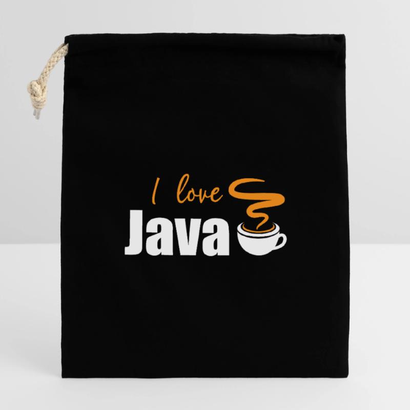 J'aime Java Sac cadeau en coton avec cordon (14 x 20 cm)