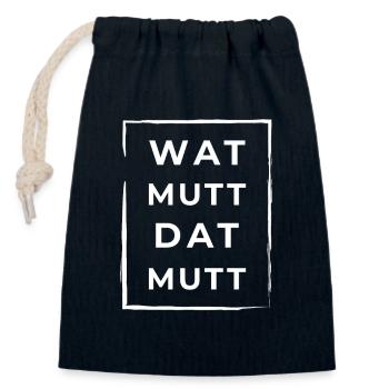 Wat Mutt Dat Mutt Plattdeutsch Norddeutsch - Verschließbarer Geschenkbeutel aus Baumwolle (14x20cm) - Navy - Vorne