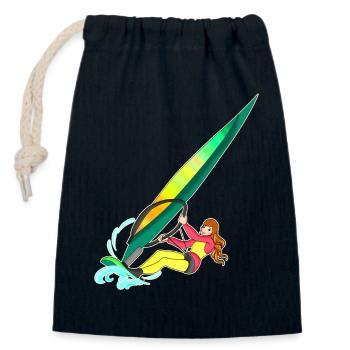 Windsurfing - Surfen - Surferin - Verschließbarer Geschenkbeutel aus Baumwolle (14x20cm) - Navy - Vorne