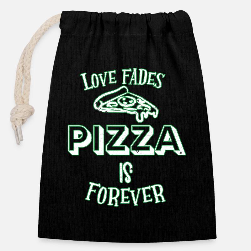 pizza - Sac cadeau en coton avec cordon (14 x 20 cm) - noir