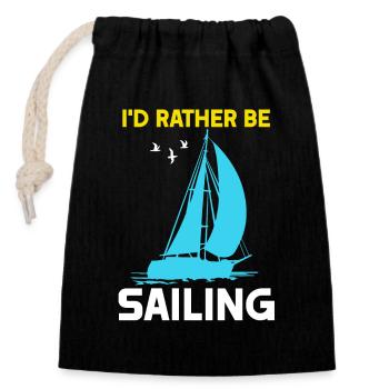 Je préfère faire de la voile - Sac cadeau en coton avec cordon (14 x 20 cm) - noir - Devant