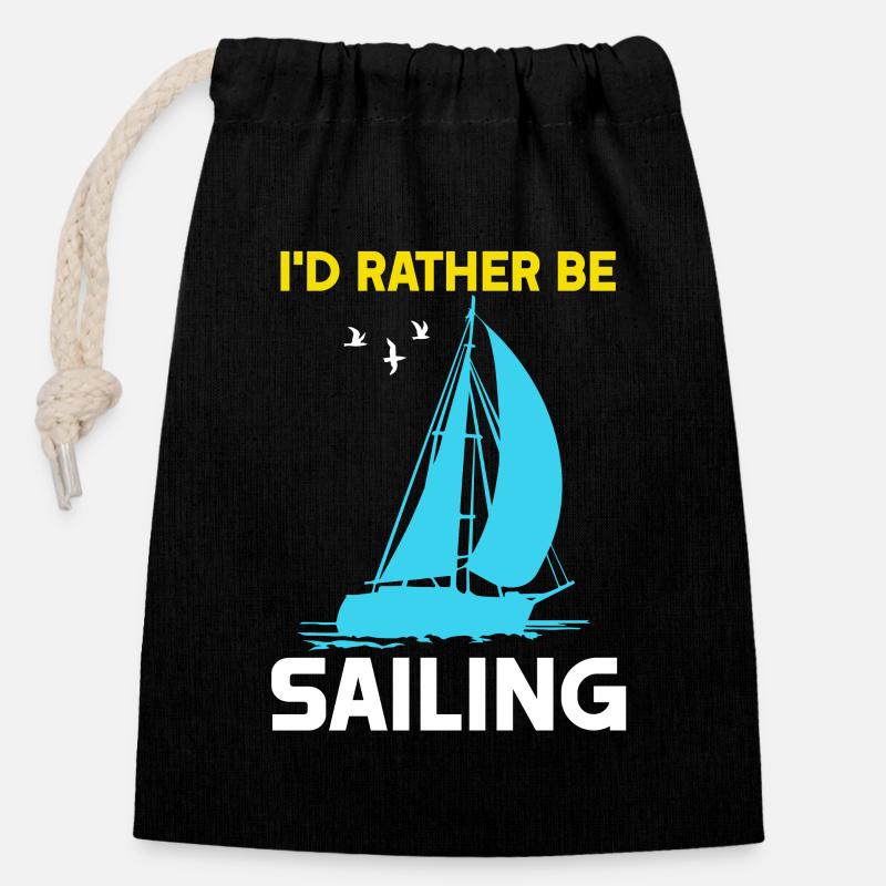 I'd rather be Sailing - Closable cotton gift bag (14x20cm) - black
