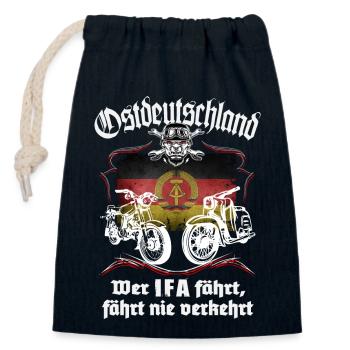 Ostmoped DDR Wer IFA fährt, fährt nie verkehrt VEB - Verschließbarer Geschenkbeutel aus Baumwolle (14x20cm) - Navy - Vorne