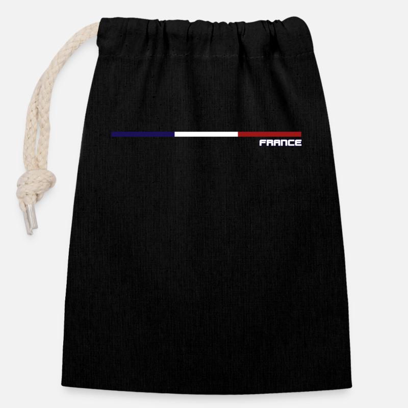 French flag - Closable cotton gift bag (14x20cm) - black