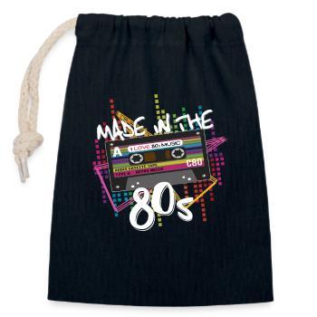Fabriqué dans les années 80 Cassette des années 80 - Sac cadeau en coton avec cordon (14 x 20 cm) - bleu marine - Devant