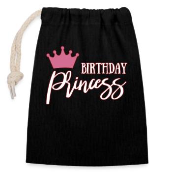 Joyeux anniversaire - Sac cadeau en coton avec cordon (14 x 20 cm) - noir - Devant