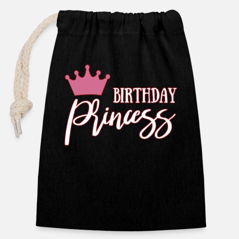 Joyeux anniversaire - Sac cadeau en coton avec cordon (14 x 20 cm) - noir