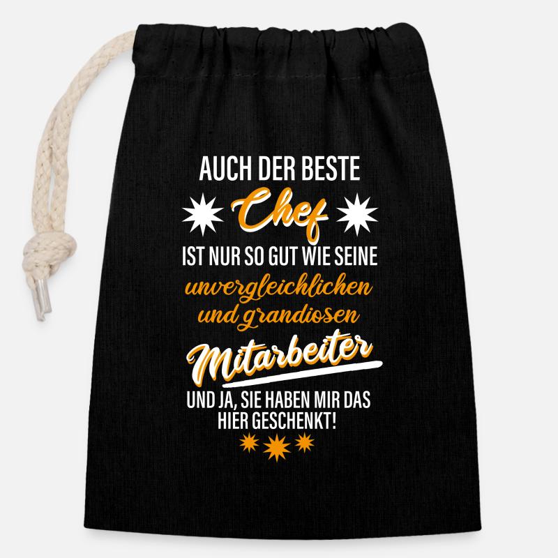 Der Beste Chef Der Welt - Verschließbarer Geschenkbeutel aus Baumwolle (14x20cm) - Schwarz