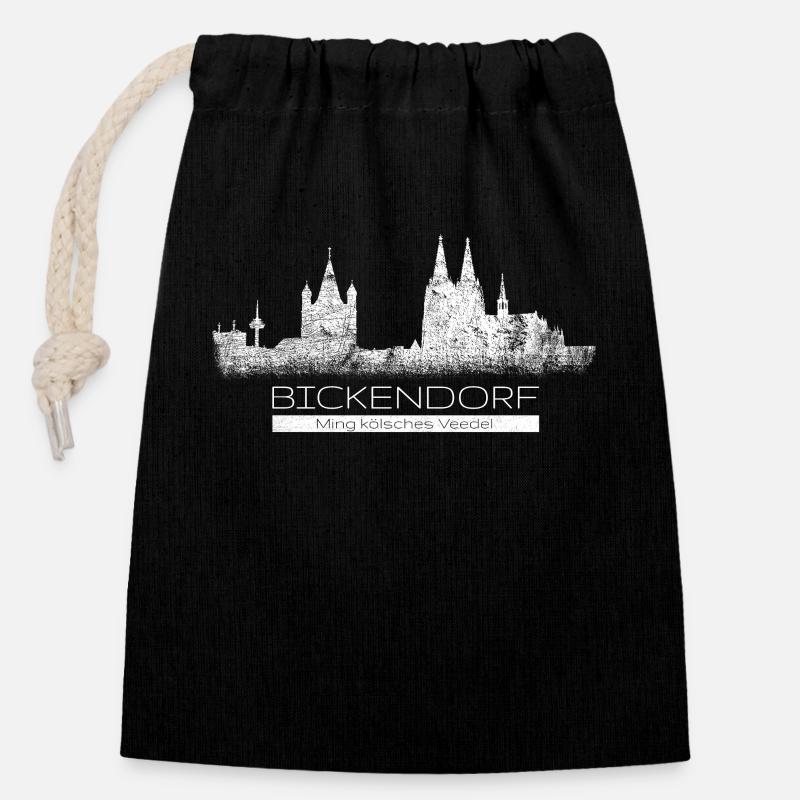 Bickendorf Ming Kölsche Veedel Heimat Köln Viertel - Verschließbarer Geschenkbeutel aus Baumwolle (14x20cm) - Schwarz