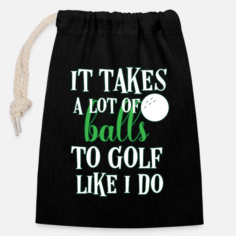 Golf - Verschließbarer Geschenkbeutel aus Baumwolle (14x20cm) - Schwarz