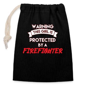 fire Department - Closable cotton gift bag (14x20cm) - black - Front
