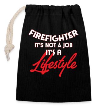 fire Department - Closable cotton gift bag (14x20cm) - black - Front