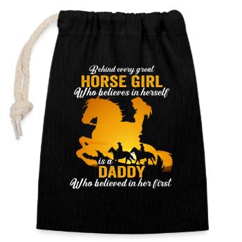 Behind Every Great Horse Girl Is A Awesome Dad - Closable cotton gift bag (14x20cm) - black - Front
